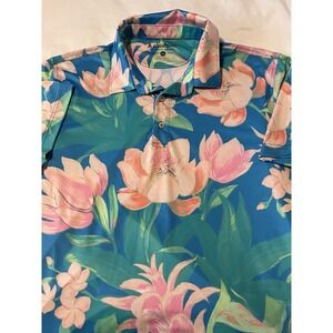 Chubbies Performance Polo Golf Shirt Colorful Floral Men's XL Stretch